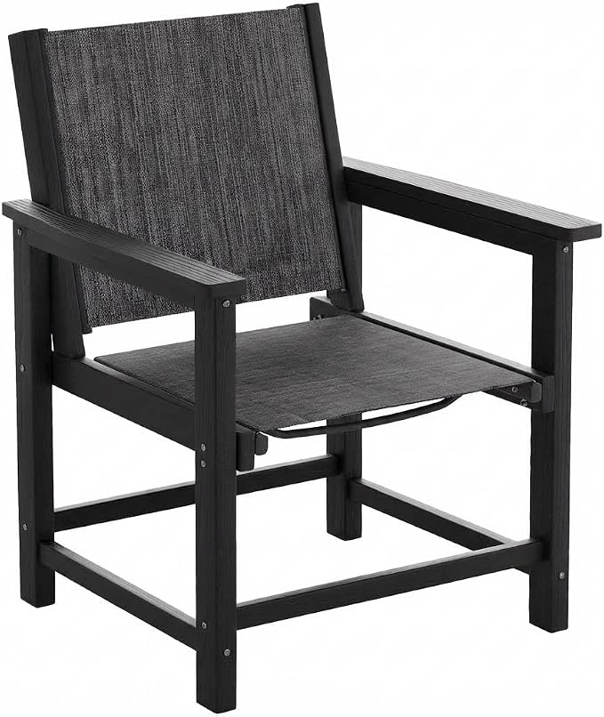 UDPATIO HDPE Patio Dining Chair All-Weather Outdoor Chair 360 lbs Capacity Heavy Duty & Fade-Resistant Seating for Patio, Backyard, Deck, Pool, Garden,Light-Black,1chair