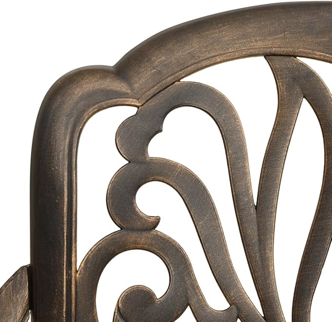 Backyard Furniture Patio Conversation Sets Outdoor Seating 3 Piece Bistro Set Cast Aluminum Bronze Suitable for Swimming Pool, Courtyard, Garden
