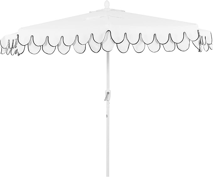 Eyely BMU1202 Noah 9 ft. Classic MidCentury Scalloped Fringe Market Patio Half Umbrella with Crank for Garden, Pool & Deck, Tilt Button and UV Protection