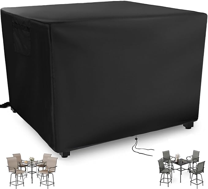 Bar Height Patio Set Square Cover 65in for 5-Piece Outdoor Bar and Chairs Set, Outdoor Bistro Set Cover for 4 Person Patio High Top Dining Set/Outdoor High Stool Bistro Set/High Top Patio Set