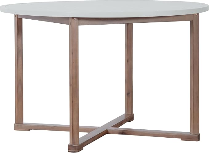 5-Piece Outdoor Dining Set with 4 Acacia Wood Chairs,47.2" Round Dining Table with Umbrella Hole, Ideal for Patios, Gardens, Poolsides, and Lawn Areas & Indoor, Light Brown