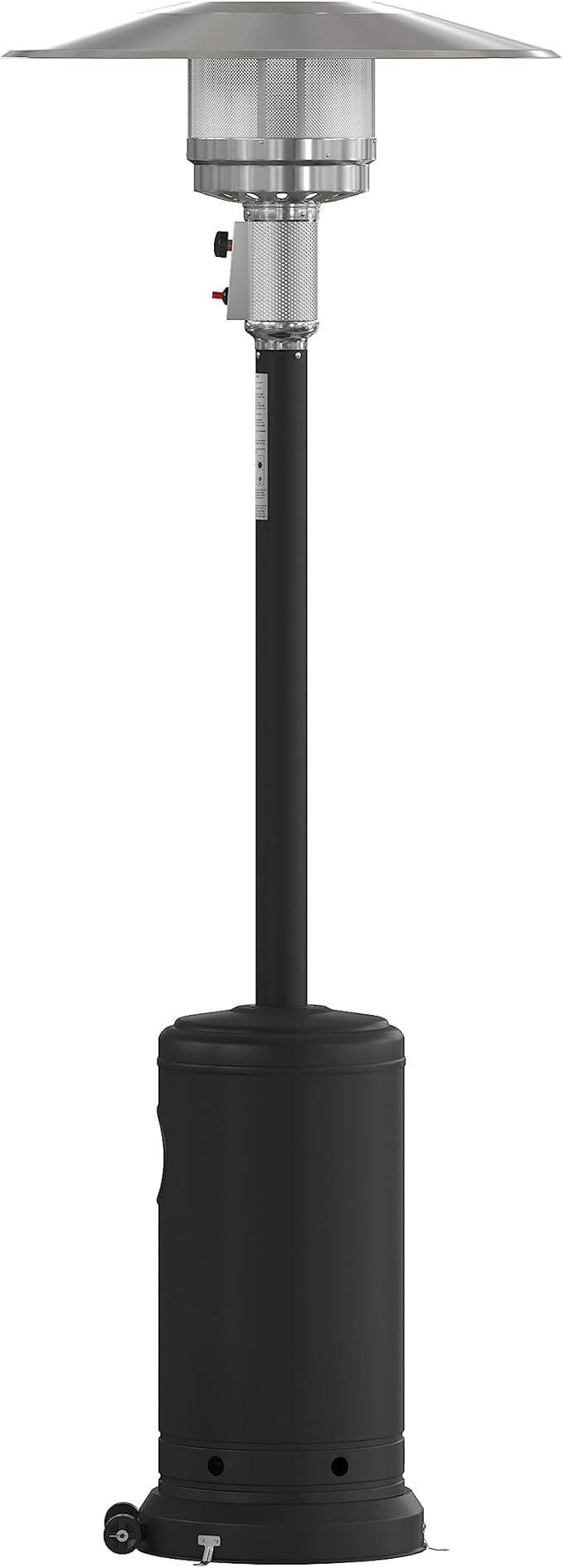 Flash Furniture Sol Patio Outdoor Heating-Black Stainless Steel 40,000 BTU Propane Heater with Wheels for Commercial & Residential Use-7.5 Feet Tall