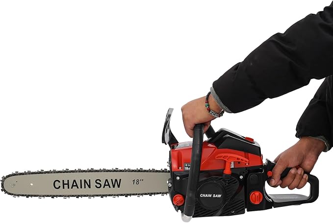 18inch Gas Chainsaw, 2.95HP 58CC 2-Stroke Gasoline Chainsaw, Air Cooled Pull Start Top Handle Gas Powered Chain Saw Petrol Chainsaws with Automatic Chain Lubrication for Trees, Wood Cutting