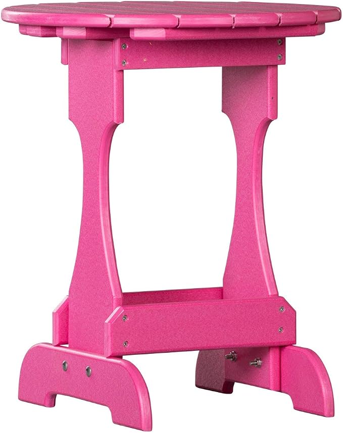 Saving Shepherd 4 Season Bright Pink Outdoor Round Table - 100% Recycled Poly Lumber Maintenance Free Candy Stand USA 19" Diameter 23" High