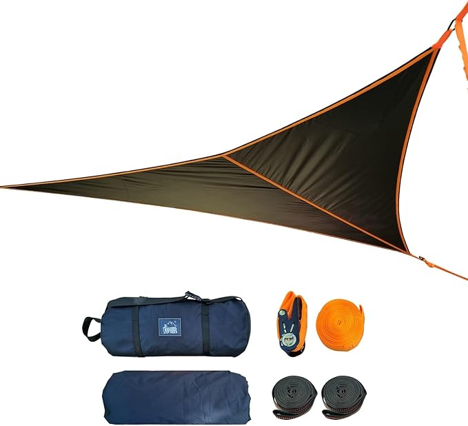Triangle Hammock 13ft Outdoor Camping Hammock Portable Multi Person Tree Tent with Tie Down Straps & Net Pocket Max 500 lbs