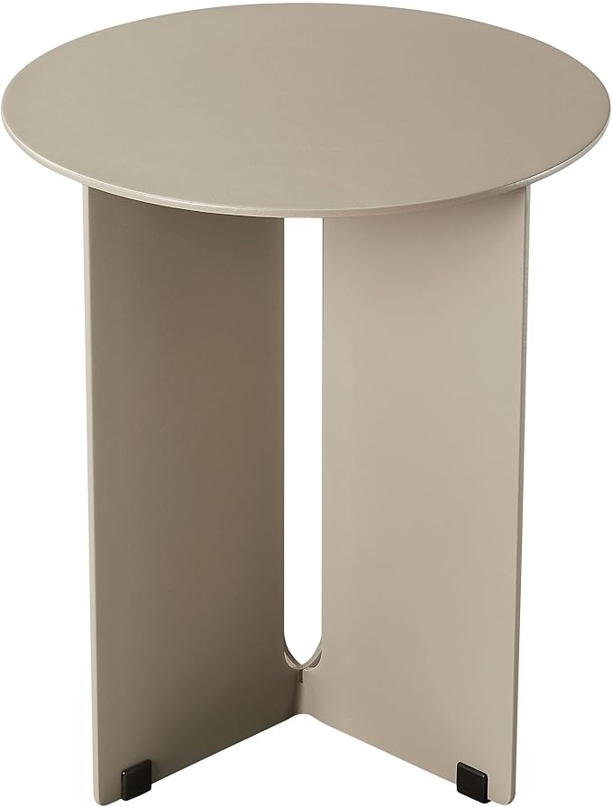 Modway Tecton Aluminum Outdoor Patio Round Side Table in Khaki - 15 inch Porch Garden Table - Tall Poolside End Table - Small Metal Accent Table - Powder-Coated Aluminum Patio Furniture