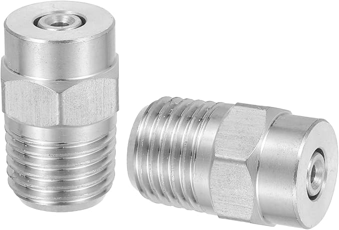 uxcell 2Pcs Pressure Washer Nozzle, Stainless Steel Thread Nozzles Tips, Universal Replacement for Undercarriage Cleaner Water Broom, 1/4 Inch NPT Male, 0 Degree 110 Orifice
