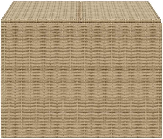 Garden Storage Box Mix Beige PE Rattan Large Outdoor Deck Box with Steel Frame, 77 Gallon Patio Cushion Storage Container for Pool Toys and Garden Tools, 31.5 x 29.5 x 23.2 Inches