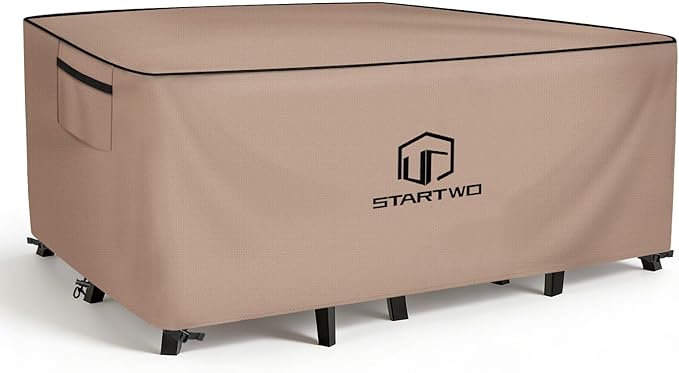 STARTWO Outdoor Furniture Covers Waterproof,Sofa,Table and Chairs General Purpose Patio Furniture Covers with Elastic Hem and Air Vents 74L x 74W x 28H inch