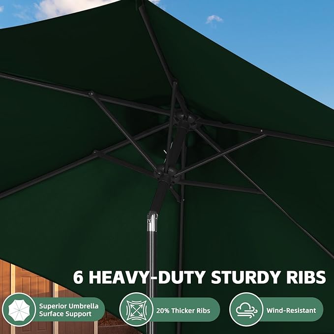 9ft Patio Umbrella Outdoor Portable Table Market Umbrella with Push Button Tilt/Crank,Green