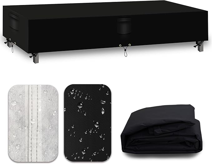 Heavy Duty Patio Furniture Covers Waterproof, 600D Outdoor Furniture Cover Waterproof for Sectional Sofa Couch, Outdoor Dining Table and Chair Set Covers 138''L x 102''W x 32''H, Black