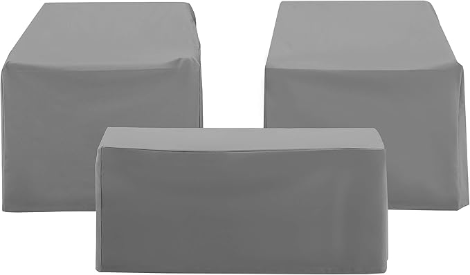 Crosley Furniture Patio Furniture Covers, Waterproof 3-Piece Cover Set for Outdoor Chairs and Coffee Table, Gray