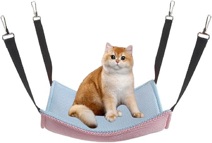 Agatige Cat Hanging Hammock, Breathable Mesh Pet Hammock Bed Soft Pet Swing with Hooks for Cats Ferret Puppy Rabbits Small Animals Summer Rest (27×27cm)