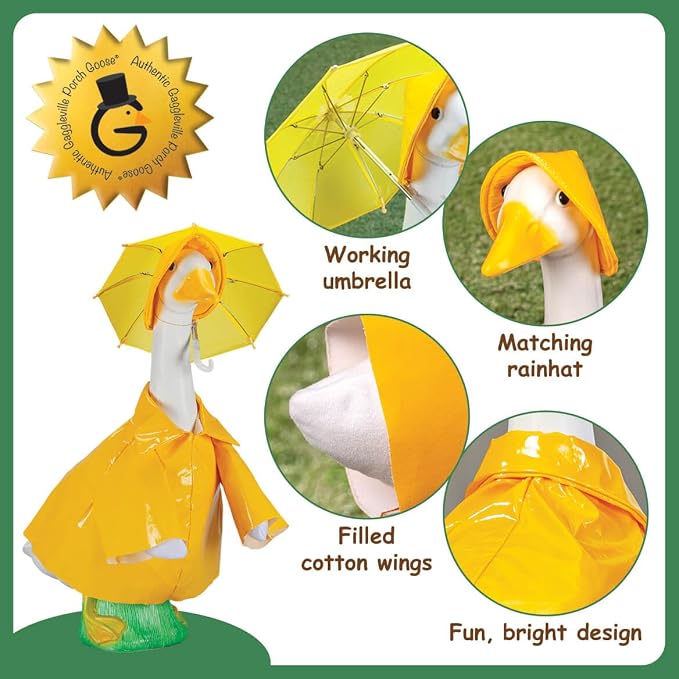Gaggleville Raincoat Goose Outfit, Fits Large 23" H Statue, by Fox | Valley Traders