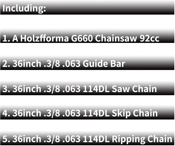 Holzfforma G660 O Dark Grey Chainsaw Power Head With 36inch Guide Bar Standard Ripping and Skip Chain Combo