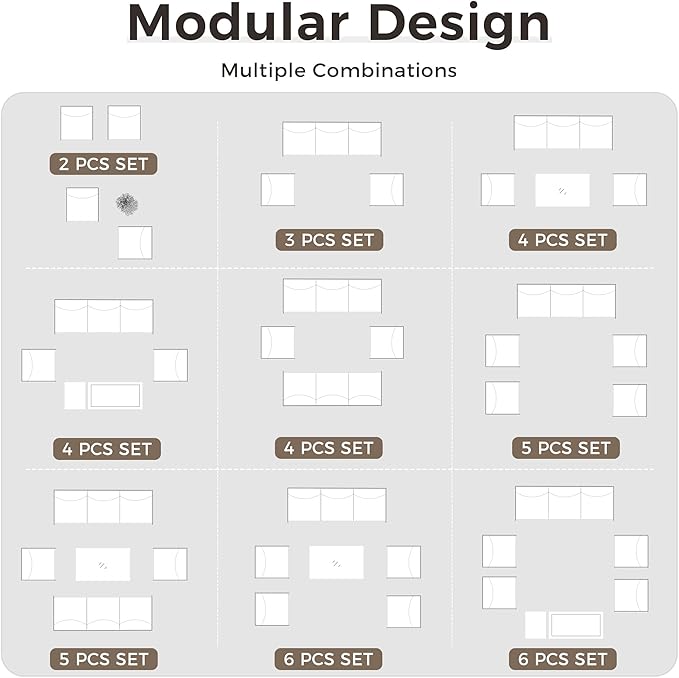 Outdoor Patio Furniture Set, 5-Piece Aluminum Patio Conversation Set All-Weather Metal Outdoor Sectional with 6 Inch Thick Cushions, Deep Setting and Fireplace for Garden, Outside and Porch, Beige