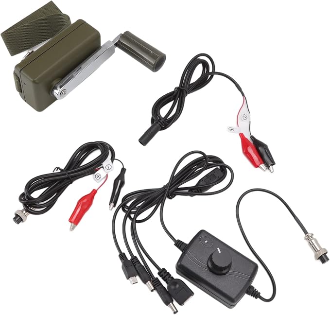 Hand Crank Generator Portable Manual Hand Crank Generator Outdoor Emergency Charger Green for Mobile Phone Computer Charging