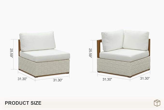 PURPLE LEAF Patio Outdoor Furniture Set 8 Pieces, Premium Leather Outdoor Couch Sectional Sofa, Patio Couch Sets with Olefin Cushions, Patio Conversation for Porch, Balcony, Garden, White