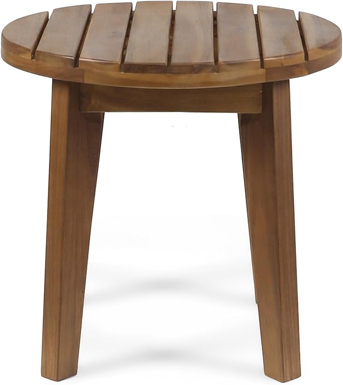 Acacia Wood Outdoor Side Table, Teak Finish