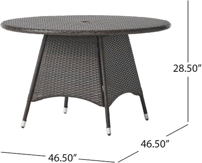 Modern Stylish Outdoor PE Wicker Dining Table with Powder Coated Iron Frame, Versatile Design Patio Coffee Table with Waterproof Tabletop