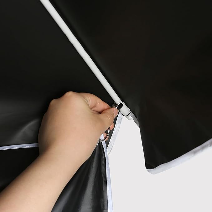Foldable Outdoor Umbrella with Side Curtain for Privacy and Sun Protection, Patio Umbrella, for Beach Patio Garden Poolside Backyard(Apricot,Basic Version)