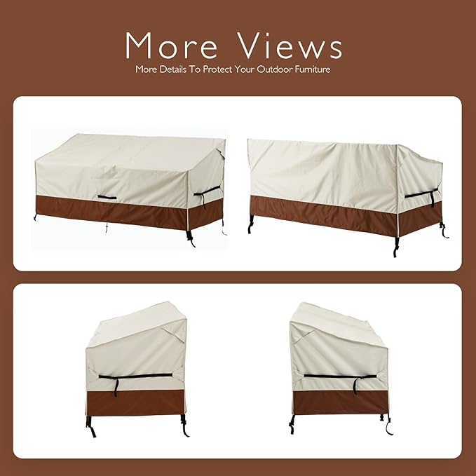 Bench Cover Loveseat Covers Outdoor Couch Cover, Heavy-Duty 2-Seater Waterproof Patio Furniture Sofa Covers (Beige-Brown, 70''x30''x31'')