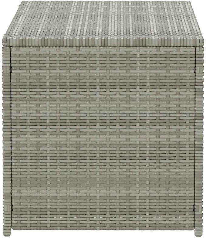 Poly Rattan Patio Storage Box 39.4x19.7x19.7 Inches Gray Outdoor Deck Box with Zippered Liner for Garden Pool Toys and Furniture Cushions