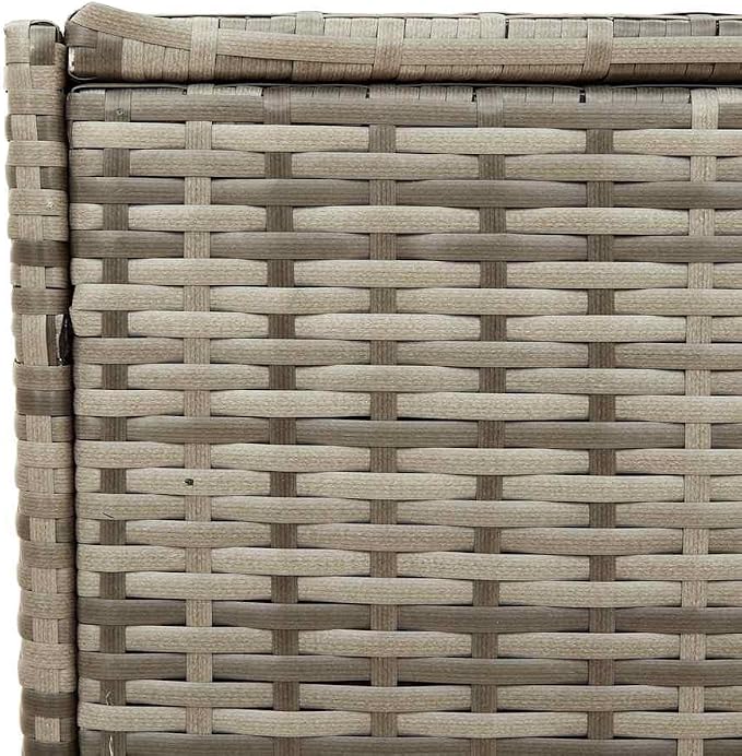 Gray Poly Rattan Garden Storage Box with Wheels, 74.8 Gal Outdoor Cushion Storage Box with Waterproof Bag and Gas Spring Lid