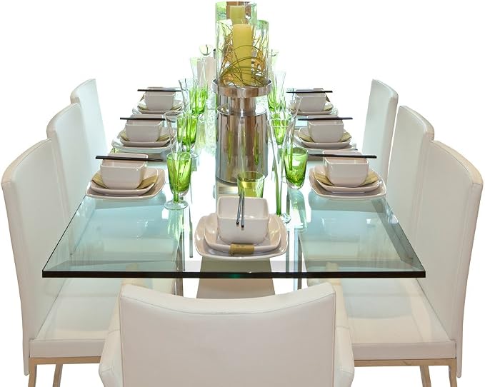Dulles Glass 36X60 inch Rectangular Glass Table Top - Tempered - 1/4" Thick Glass Surface, Safe Beveled Edge, Eased Corners, Multipurpose for Dining Table, Patio, Coffee and End Table