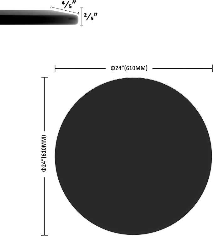 24 Inch Round Black Tempered Glass Table Top, Black Table Surface Protector, Safe 2/5" Thick-Beveled Polished Edge, Replacement Glass Top for Home, Office, Patio, Outdoor/Indoor