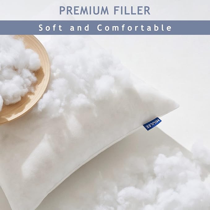 MIULEE Pack of 2 Decorative Outdoor Waterproof 24x24 Pillow Covers Navy Blue Bundle 18x18 Pillow Inserts Set of 2 Square Decorative Throw Pillows