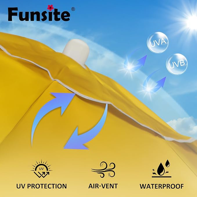 6.5ft Portable Beach Umbrellas for Sand Beach UV 50+ Umbrella with Tilt & Steel Pole, Protection with Heavy Duty Anchor, Patio Umbrella with Carry Bag