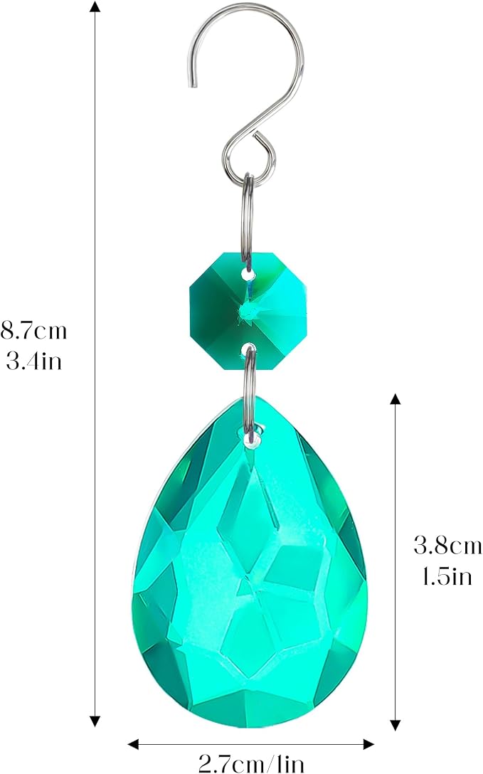 10 Pcs Cyan Blue Crystal Bauhinia Prisms Chandelier Window Decor | Cyan Blue Crystal Bauhinia Pendants 3 Inch Chandelier Beads Replacement Hanging Sun Catcher for DIY Window Wedding Decor
