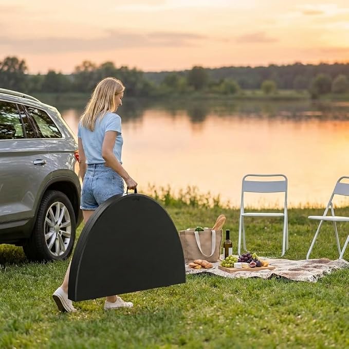 YITAHOME Heavy Duty Folding Table 48", Black Round Plastic Outdoor Table, Portable Round Foldable Table for Patio Banquet Camping Picnic Party Dining