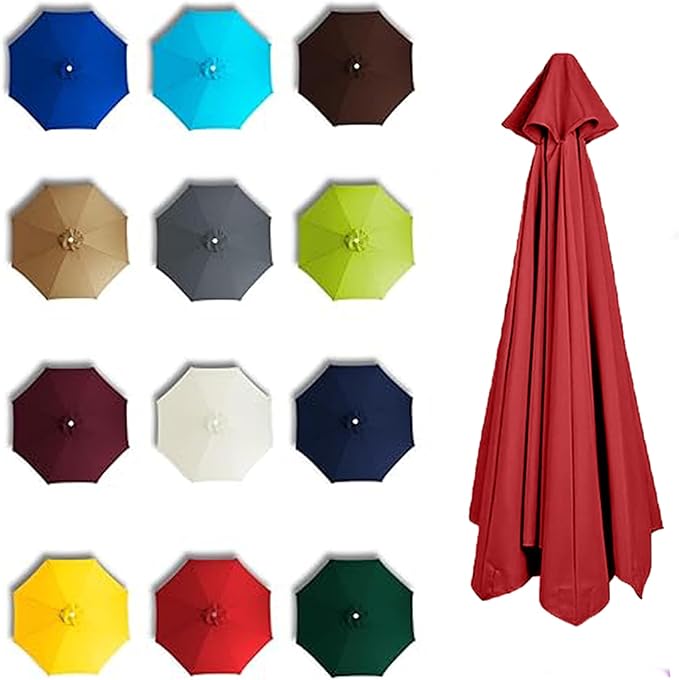 9FT Patio Umbrella Replacement Canopy Cover 6 Ribs 8 Ribs Waterproof UV Resistant for Market Umbrella Canopy, Garden, Lawn, Backyard, Pool