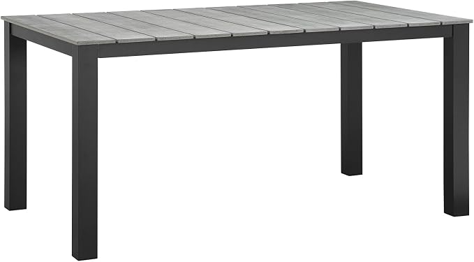 Modway Maine Aluminum Outdoor Patio 63" Dining Table in Brown Gray