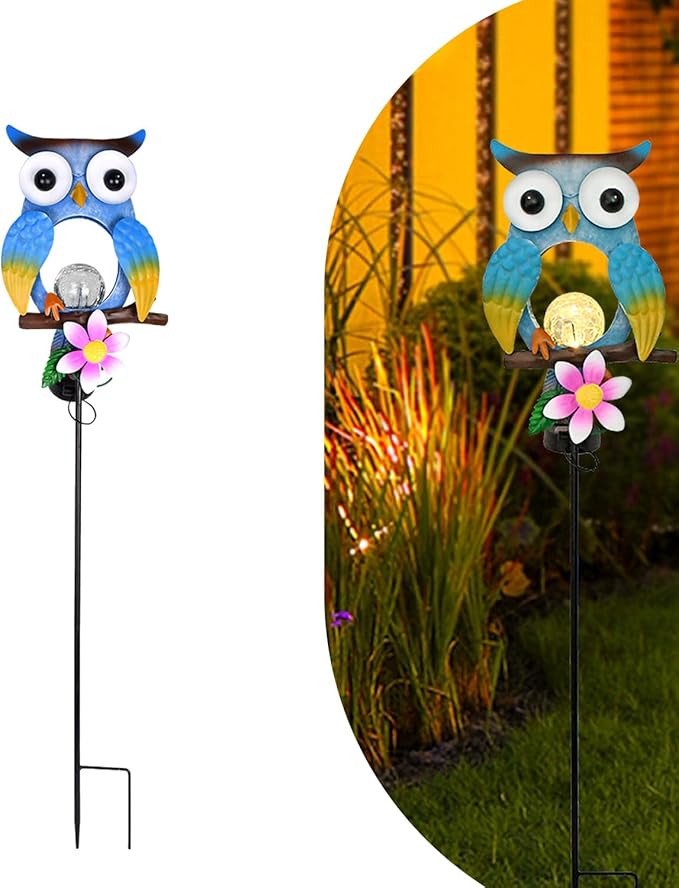 Animal Modeling Design Garden Decor Solar Lights Owl Lawn Light, for Yard Outdoor Decorations Ground Inserted Outdoor Waterproof Garden Lamp LED,Patio, Courtyard, Gifts for Mom Grandma (Warm)