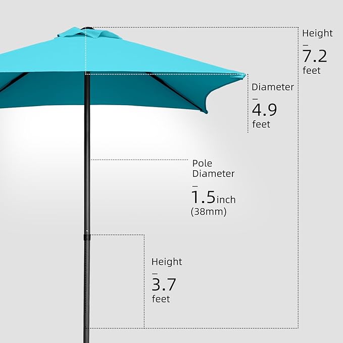 4.9ft Mini Square Patio Umbrella - UV 50+ Waterproof & Easy Setup | Outdoor Table Umbrella for Deck, Balcony, Garden, Lawn, Backyard, Market