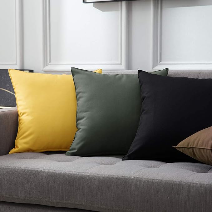 MIULEE Decorative Outdoor Waterproof Pillow Covers 12x20 Yellow | Decorative Patio Furniture,Pack of 2,Accent Lumbar Soild Throw Pillow Covers,Summer Garden Tent Couch Sofa