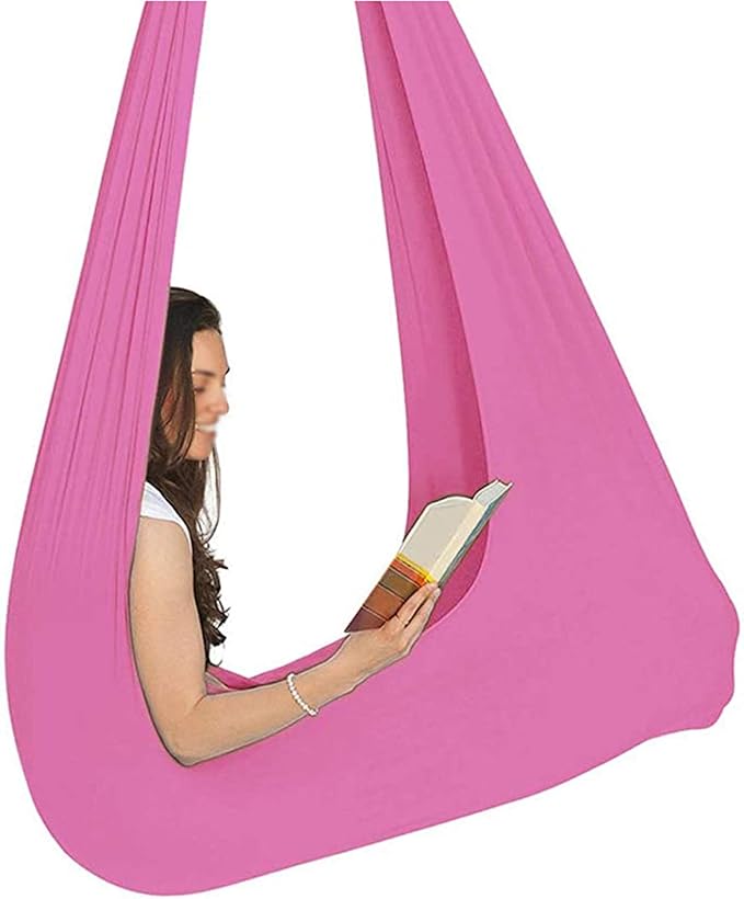 Elastic Kids Adult Hammock Therapy Swing Outdoor Indoor with Special Needs Autism ADHD Aspergers for Child Cuddle Sensory Parcel Steady Seat (Color : Pink, Size : 100 x 280 cm)