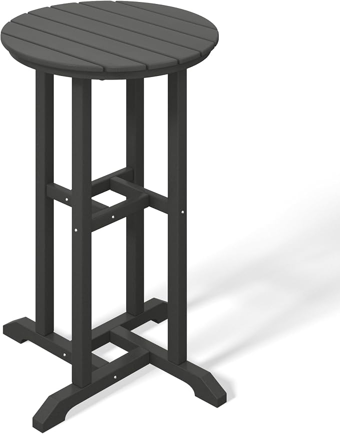 Costaelm Outdoor Bar Table, 37" Counter Height Round Patio Cocktail Bar Table, Patio Bar Table Bistro Dining Table Pub Table for Front Porch Deck, Backyard, Garden, Gray