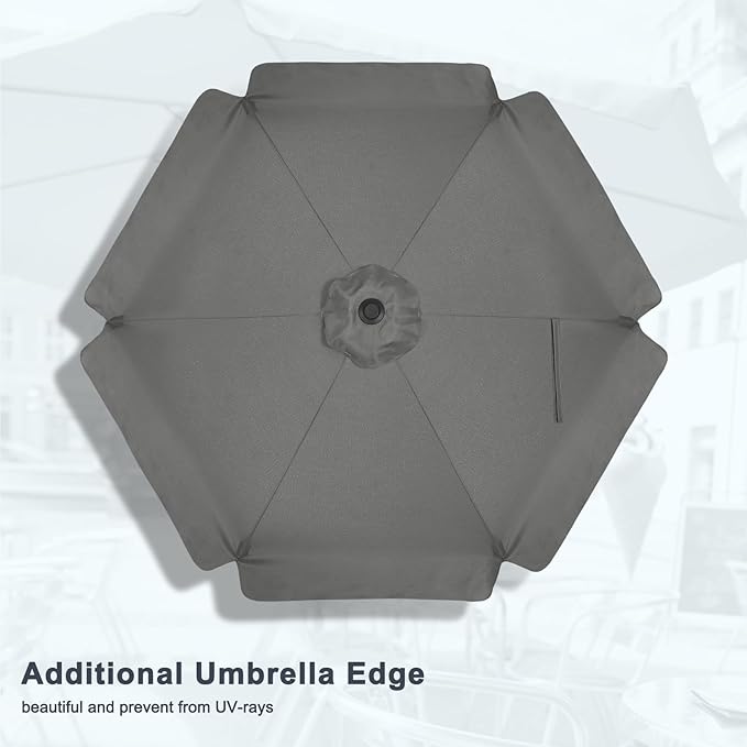MASTERCANOPY 7.5ft Patio Umbrella with Valance, Crank and Tilt – 6 Ribs Outdoor Market Umbrella, UV/Fade Resistant, Waterproof Canopy with Wind Vent for Garden, Deck, Backyard, Pool (Dark Gray)