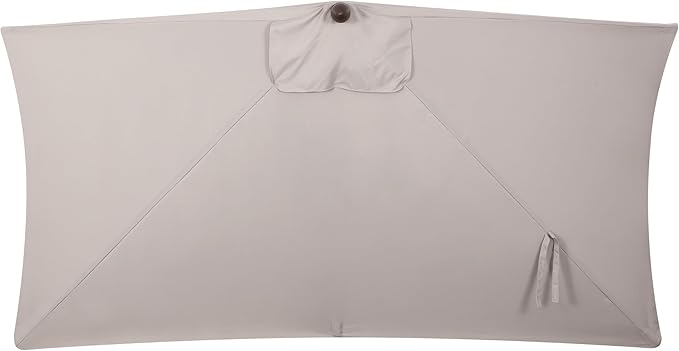 JONATHAN Y Sidney Coastal 9 ft. Gray Half Umbrella for Outdoor Patio, Space-Saving Rectangular Wall Sun Shade with Crank Lift, UV Protection for Balcony, Deck, Dark Brown Pole UMB1200A