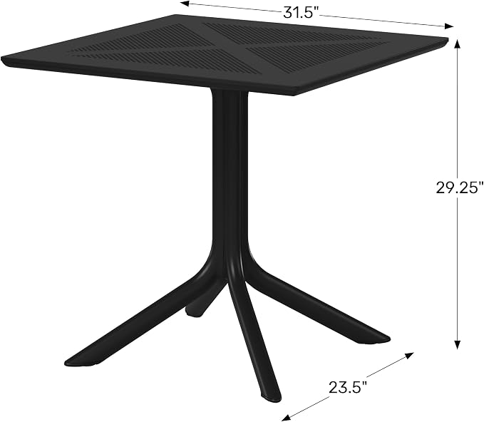 WestinTrends Playa 31.5" Square Plastic Outdoor Patio Dining Table for 4, Navy Blue