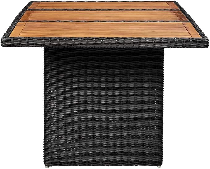 11-Piece Outdoor Dining Set Black and Dark Grey Hand-Woven PE Rattan Rectangular Patio Dining Furniture Set 78.7 x 39.4 x 29.1 in Powder-Coated Steel Frame for Garden Patio Balcony