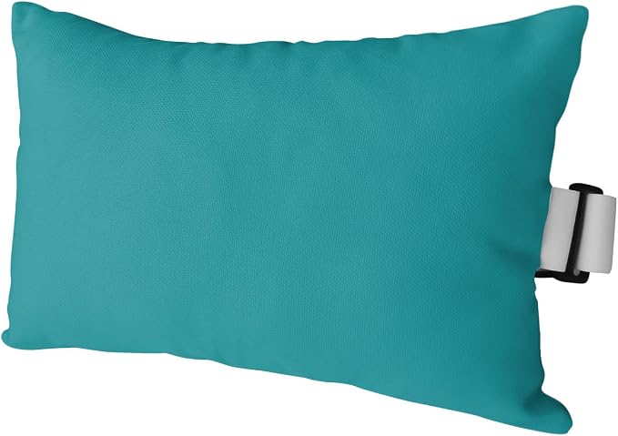 Outdoor Pillow for Chaise Lounge Chair, Pure Teal Green Solid Color Waterproof Recliner Headrest Pillow Lumbar Pillows with Adjustable Elastic Strap for Beach, Poolside, Patio, Office (1 Pack)