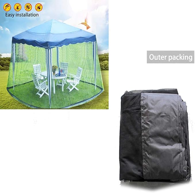 10ft Patio Mosquito Netting Patio Umbrella Cover Mosquito Netting Screen,Windproof Mosquito with Zipper Portable Foldable Umbrella Mosquito Net（10'10'7.6'） (Black)