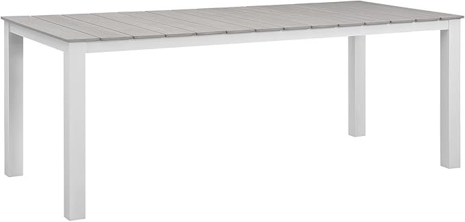 lm Modway Maine 7-Piece Aluminum Dining Table and Chair Outdoor Patio Set in White Light Gray
