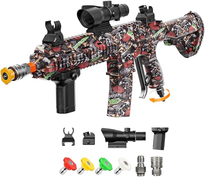 3600 PSI Pressure Washer Gun with Swivel & 4 Nozzles, Connect Foam Cannon Car Wash – High Pressure Spray Gun with 3/8" Quick Connect Plug, Anti-Kink Design for Cars Home & Outdoor Cleaning (Red)