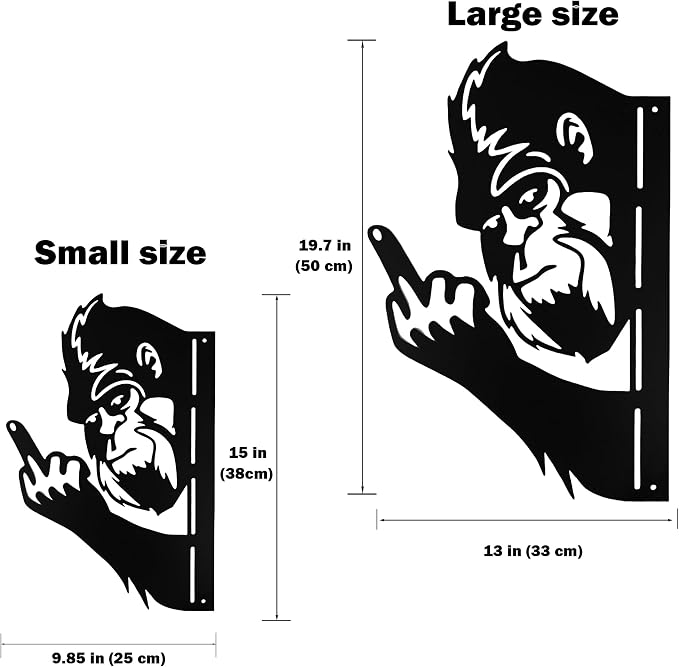 19.7 IN Sasquatch Peek Flip Off Metal Sign Bigfoot Yard Decor | Funny Big Foot Cutout Plaque Sculpture Silhouette Art Tree Fence Garden Patio House Wall Porch 19.7x13 IN Middle Finger